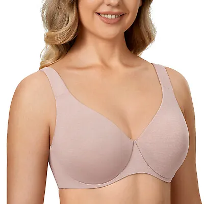 DELIMIRA Women's Plus Size Bras Minimizer Underwire Seamless Unlined Cup • £26.99