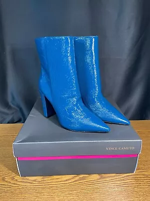 Vince Camuto VC-MEMBIDI Womens Blue Pointed Toe Leather Booties Size US 7M • $49.99