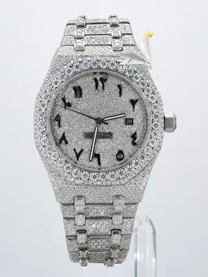 27.46 TCW Moissanite Fully Iced Out Watch Automatic Wristwatch For Men's Gift • $1810