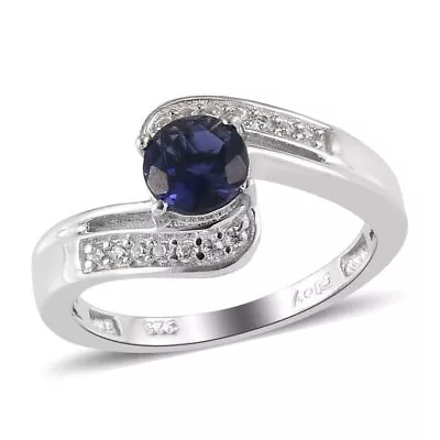 Galaxy Blue AD & Crystal 925 Sterling Silver For Women Engagement Wedding Ring • $214.12