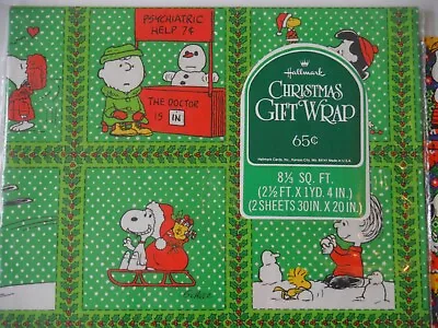 Vintage Hallmark Peanuts Christmas Gift Wrap NIP P5476 • $10