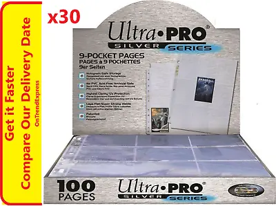 ULTRA PRO SILVER 9 POCKET AFL POKEMON MTG TRADING CARD SLEEVES X 30 PAGES • $19.85