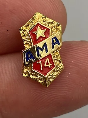 Vintage 14 Year AMA American Motorcycle Association Enamel Lapel Hat Pin • $8