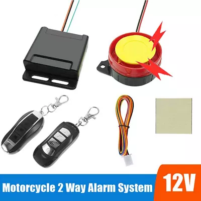 Motorcycle Bike Scooter Car Security Alarm System 12V Anti-theft 2Remote Control • $14.89