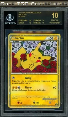 BGS 10 Black Label ⭐️ Pokemon Pikachu World Polish Promo 2010 Japanese Card • $1950