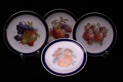 4 Vintage Echt Cobalt   Bountiful  Fruite Salad Plates Schumann Bavaria Germany • $36