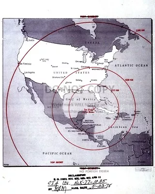 Map Of Western Hemisphere Showing Range Of Missiles In Cuba  8x10 Photo (op-533) • $8.87