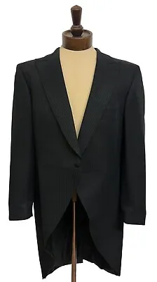 Mens Black Tailcoat 46 Jacket 40 Trouser Wool Suit Stripe Wedding Ascot Morning • $99.41