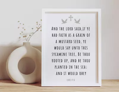 Bible Verse Wall Art Print Poster Scripture Luke 17:6  Faith As A Mustard Seed • $37.90