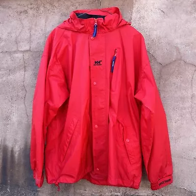 Vintage 90s Helly Hansen Tech Waterproof Packable Rain Jacket Red Coat Lite Gore • $39