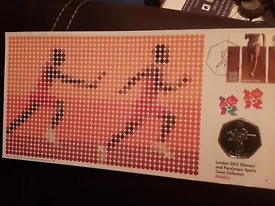 2012 London Olympics FDC Athletics 50p And 1st Class Stamp Numbered 10682 Mint • £13.98