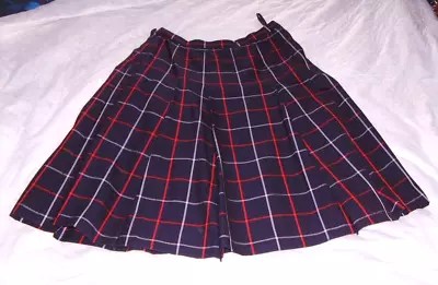 £45 • Buy Authentic Vintage 'Burberrys' (Burberry) Navy Check Wool Pleated Skirt  10 Long