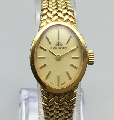 Vintage Bucherer Watch Women Gold Tone Swiss Made Manual Wind 6.25  • $169.99