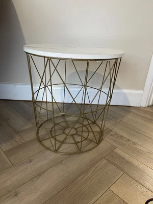 £20 • Buy Cherry Tree Furniture KORAM Marble Effect Top Basket Side Table Golden Geometric