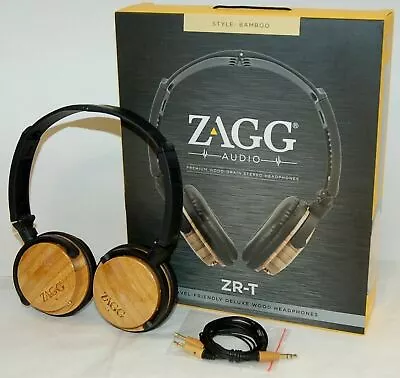 NEW Zagg ZR-T Premium Wood Stereo Headphones BAMBOO Deluxe IPhone 7+/6+/5S/SE/7 • $14.20