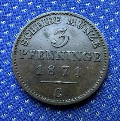 1871 German States 3 Pfenninge Coin AU RARE CONDITION Kingdom Prussia  #ZX53 • $27