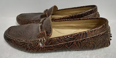 Martin Dingman Brown Leather Forest Print Driving Loafers 500062 Men's Size 10.5 • $25.49