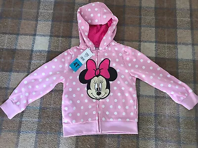 Bnwt Girls Disney Minnie Mouse Pink Glitter Thread Cardigan/hoodie Age 4 • £6.99