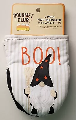 Gourmet Club Heat Resistant Mini Oven Mitts Gnome With Broom  Boo!   2pk Nwt • £5.30