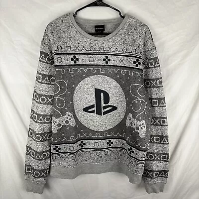 Playstation Sweater Mens Large Gray Gamer PS5 PS4 Ski Winter Sweatshirt • $15