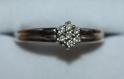£130 • Buy 9ct White Gold Diamond Cluster Flower Ring Size V -  2.84grm