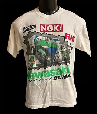 Vintage Kawasaki Dunlop NGK Castrol Moto Racing Tee Size Men's / US M • $50