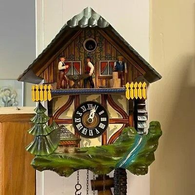 Vintage German E. Schmeckenbecher Black Forest Cuckoo Clock W/ Musical Sawmill • £773.36