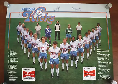 Vintage 1981 NASL Major League Soccer MINNESOTA KICKS Autographed Team Poster P • $28