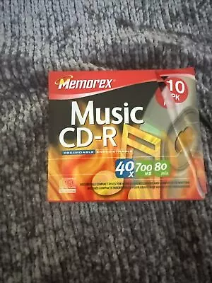 Memorex Music CD-R Recordable Erasable Blank CDs Write 40X 700 MB 80 Min 10 Pack • $8.99