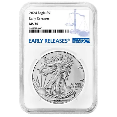 2024 $1 American Silver Eagle NGC MS70 ER Blue Label • $52.93