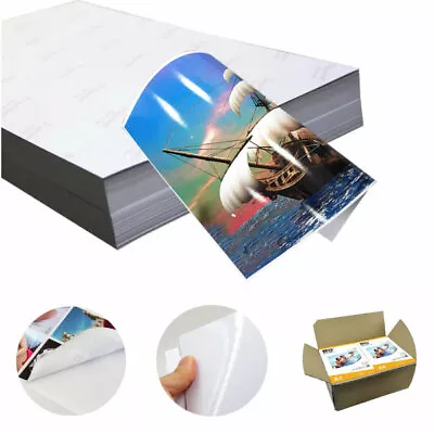 100pcs A4 135 GSM/150 GSM Glossy Photo Paper Sticker Self Adhesive Inkjet Print • $43.99