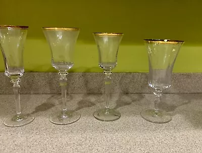 Set Of  4 Vintage Mikasa Jamestown Gold Crystal Iced Tea Glasses 8-1/8” • $30