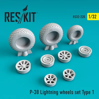 P-38 Lightning Wheels Set Type 1  (Resin Upgrade Set) 1/32 ResKit RS32-0220 • $14.80