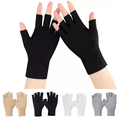 $10.99 • Buy UPF50+ Block 99% UV Fingerless Gloves Gel Nails Lamp UV Protection For Manicures