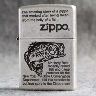 Zippo Lighter 121FB Antique Silver Base / Fishing Story Free 3 Gifts New In Box • £67.46