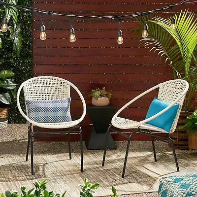 Norma Outdoor Modern Faux Rattan Club Chair (Set Of 2) • $194.52