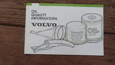 Volvo Oil Quality Information Booklet  1985  OEM Volvo • $5