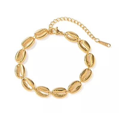 18k Gold Plated Stainless Steel Sea Shell Bracelet Gold Bracelet Shell Bracelet • £11.99