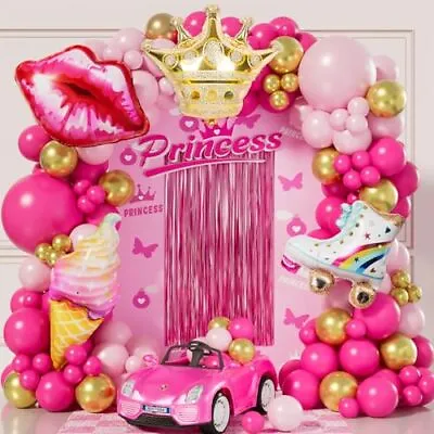 140 PCS Princess Pink & Gold Balloon Garland Arch Kit Party Birthday Decorations • $13.29