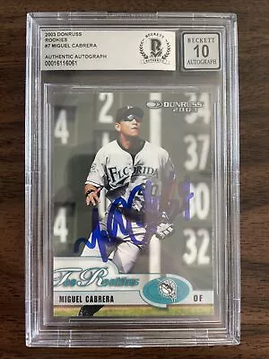 Miguel Cabrera Signed 2003 Donruss Rookie Card #7 Beckett 10 Auto Slabbed FC • $249.99