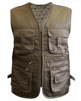 Mens THICK Sleeveless Gilet Quilted Jackets Body Warmer Multi Pocket Fishing • £12.99