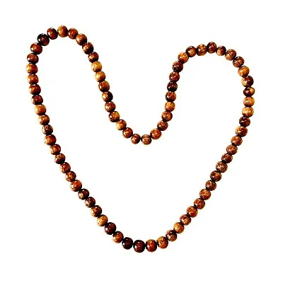 Hawaiian Jewelry Hand Made 12mm Koa Wood Bead Lei Necklace From Maui Hawaii 32  • $56.95