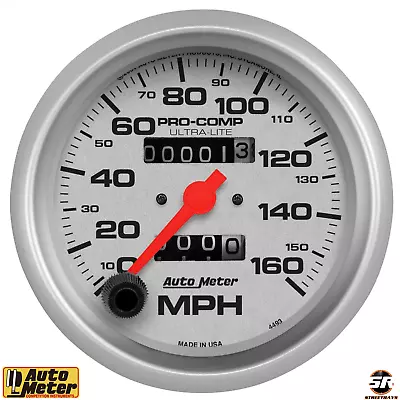Autometer Ultra Lite In Dash Mechanical SIlver 3 3/8  160 MPH Speedometer Speedo • $148.99