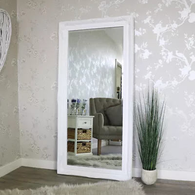 Extra Large White Wall Floor Ornate Mirror Bedroom Hall Living Room Vintage Home • £126.95