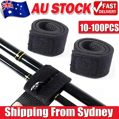10-100X Fishing Rod Tie Strap Tackle Wrap Band Pole Holder Fastener Fishing Tool • $9.36