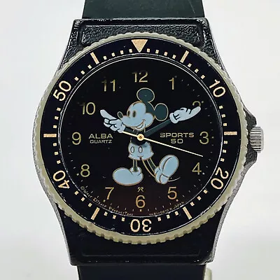 SEIKO ALBA SPORTS 50 Mickey Mouse 1981 VTG Watch Y481-017A Y481-0610 • $69.56