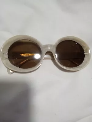 Vtg Marbled Gray Oval Kurt Cobain 60s Plastic Mod Sunglasses Italy Steampunk 70s • $35