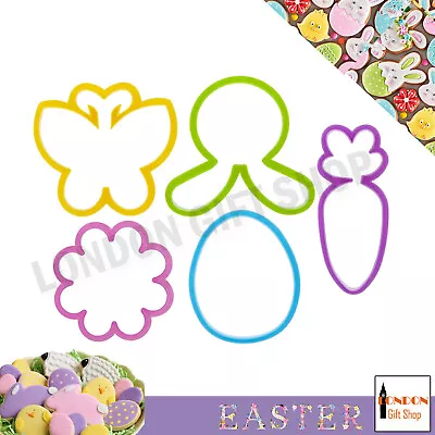 £3.39 • Buy Easter Cookie Cutters Bunny Egg Flower 5 Biscuit Shapes Kids Craft Bake Cook New