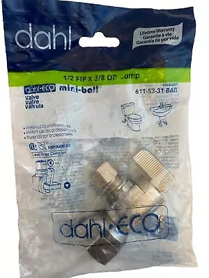 DAHL 611-53-31Mini Ball Angle Supply Stop Valve 1/2 FIP X 3/8 OD COMP - 1PC • $29.99