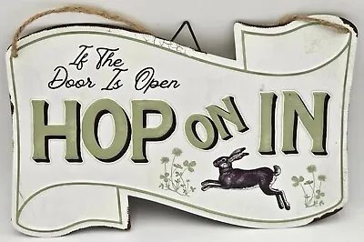 Red Shed Easter Home Distressed Hop On In Metal Sign Rabbit Bunny Spring Sign % • $16.29